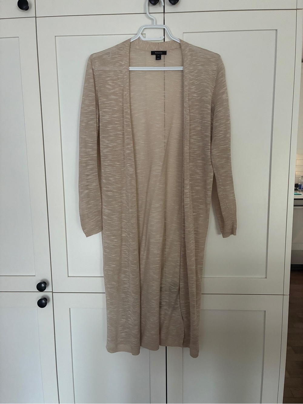 RW&CO. Light Taupe Knit Open Cardigan